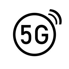 5G wireless network connection icon isolated on white