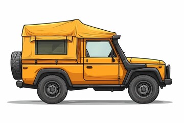 Fototapeta premium Yellow Off-Road Adventure Mobile for Camping and Exploration - Ideal Travel Enthusiast SUV for Summer Getaways