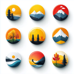  Flat art style icon set