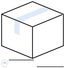 Box design with clean lines, subtle tape detail, and 3D angle focus. Ideal for shipping, packaging, delivery, storage, logistics, product design warehouse operations flat simple metaphor