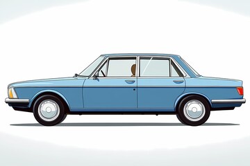 Classic Blue Sedan: Stylish Retro Vintage Automobile | Iconic Car Design in Vector Illustration