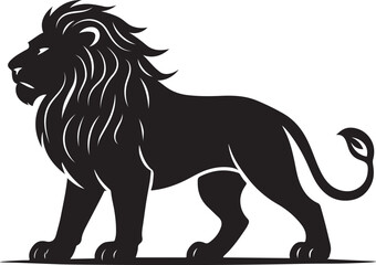 Black and White Lion Silhouette Vector Illustration
