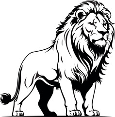 Black and White Lion Silhouette Vector Illustration
