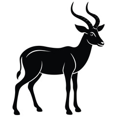 Gazelle or antelope black silhouette, vector icon
