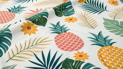 Fototapeta premium Seamless floral pattern with yellow daisies and spring leaves for a beautiful nature-inspired design. summer vibe