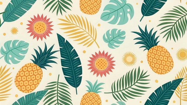 Seamless floral pattern with yellow daisies and spring leaves for a beautiful nature-inspired design. summer vibe