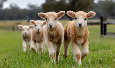 Fototapeta premium Adorable lambs frolic