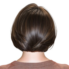 Naklejka premium Brunette Bob Hairstyle From The Back, Showing Layers And Texture. Clean And Modern Hair Cut.