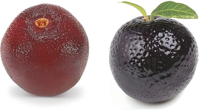 Studio showcase: Two ripe cambuci fruits, offering a visual delight