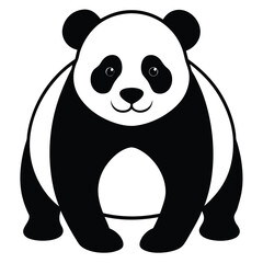 Panda black and white silhouette illustration isolated on a white background