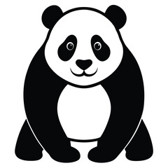 Panda black and white silhouette illustration isolated on a white background