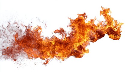 Fireball, an orange flame in the air, isolated on a white background with a clipping path.