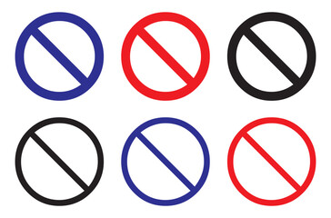 No Entry Symbol Vector Set – Red, Blue, and Black Prohibition Circle Signs