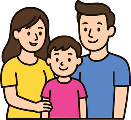Happy Cartoon Family Sitting Together Vector Illustration