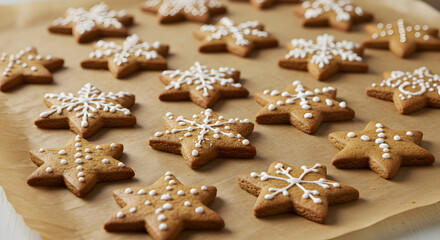 Delightful Star Shaped Gingerbread Cookies Adorned With Festive Icing Details