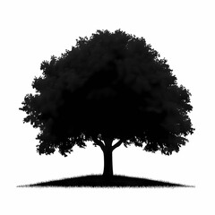 Fototapeta premium Tranquil Nature Landscape: Dark Tree Silhouette with Foliage and Undergrowth