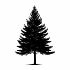 Obraz premium Silhouetted Pine Tree in Scenic Evergreen Forest: A Biodiverse Nature Vector