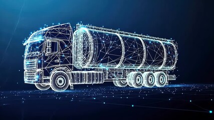 Abstract digital tanker truck, futuristic design, technology concept, network background - Powered by Adobe