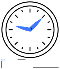 Classic analog clock design with a clean black frame and blue hands. Highlights time management, productivity, and scheduling. Ideal for organization, punctuality, routine, education, workplace