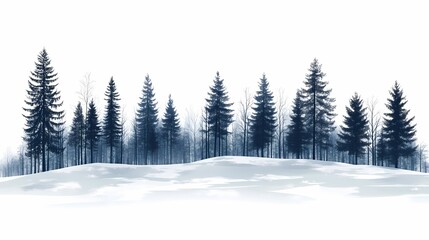 Naklejka premium Serene Winter Forest Landscape: Snow-Covered Trees in Tranquil Arctic Wilderness