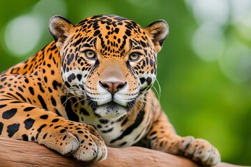 Obraz premium A jaguar stalking through the dense jungle of the Pantanal, its golden eyes locked on its prey