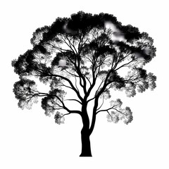 Fototapeta premium Breathtaking Black Silhouette of Tropical Tree: Nature's Organic Shapes in Forest Landscape Design