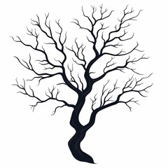 Obraz premium Monochrome Vector Illustration: Artistic Leafless Tree Silhouette for Nature Designs
