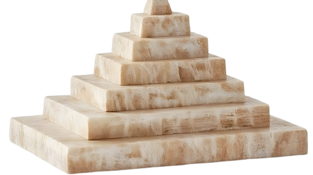 Stone Pyramid Illustration with Step Blocks in Beige Isolated Transparent Background