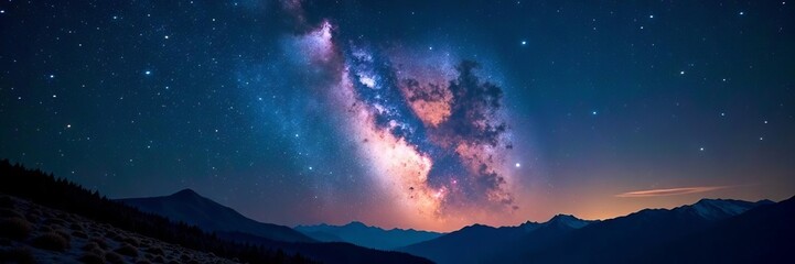 Fototapeta premium Mesmerizing view of milky way galaxy and starfield in dark night sky, astronomy, stellar