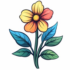 Vibrant Botanical Illustration: Colorful Hand-Drawn Plant Art for Elegant Floral Design