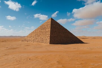 A mysterious sci-fi pyramid on Mars, surrounded by red sand dunes under a dusty sky