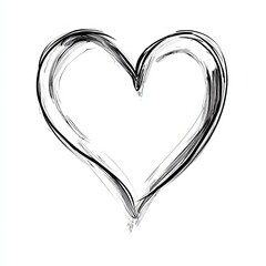Simple heart shape, hand-drawn, vector art, clip-art style, white background, black lines