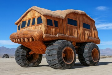 Obraz premium A mystical nomadâ€™s hut that moves on its own, carried by giant mechanical legs across the land