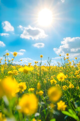 Fototapeta premium Radiant Symphony: The Vivid Elegance of Mimosa Blooms in Sunlit Splendor