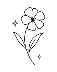 Flower Line Art with Sparkles Vector