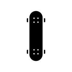 top view skateboard glyph icon. modern flat vector design with black color, perfect for urban lifestyle, extreme sports, youth culture, or outdoor activity visuals