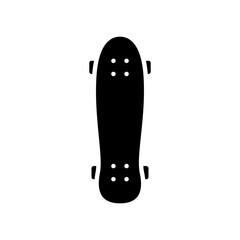 top view skateboard glyph icon. modern flat vector design with black color, perfect for urban lifestyle, extreme sports, youth culture, or outdoor activity visuals