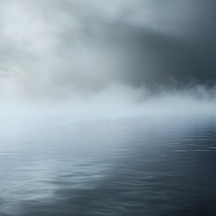 Mystical Harmony: Serenity Unfolds as Mist Delicately Drapes Over Calm Waters in an Ethereal Embrace Under Soft Light