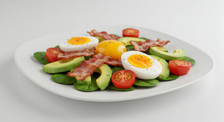 Healthy Plate Featuring Eggs Bacon And Avocado For A Nutrient Dense Meal