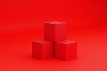 Obraz premium red background with three red cubes on it