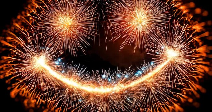 Fireworks Form Smiling Face Shape