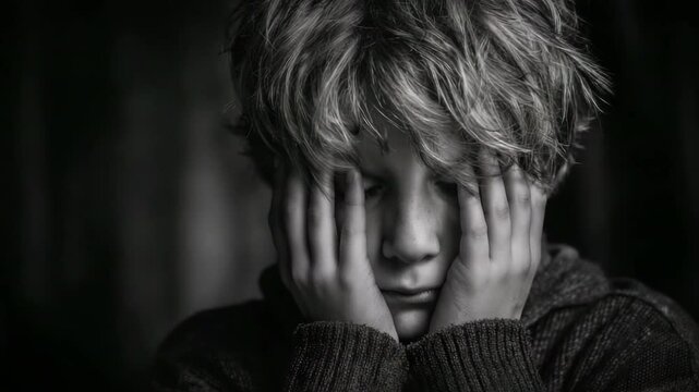 A young guy with depression sits by himself in the hallway, feeling isolated.