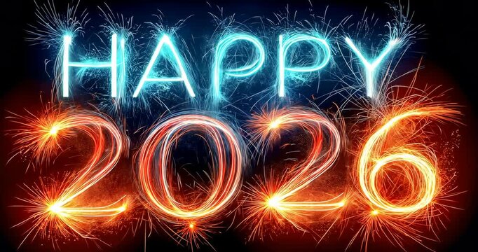 Happy New Year 2025 in Fireworks