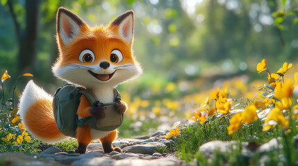 Fototapeta premium Stunning 3D Fox models for games, animations & designs. High-quality, realistic or stylized fox 3D art, perfect for wallpapers, logos & 3D projects. Download now