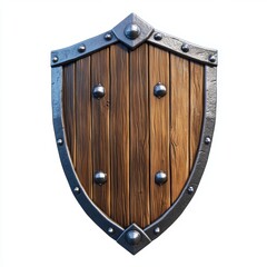 Fototapeta premium Medieval wooden shield protection defense fantasy game asset historical illustration stock photo