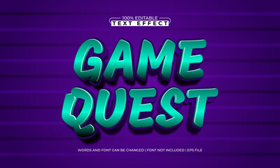 Obraz premium game quest editable text effect with a gaming and play text style