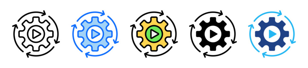 Process Icon Set Multiple Style Collection