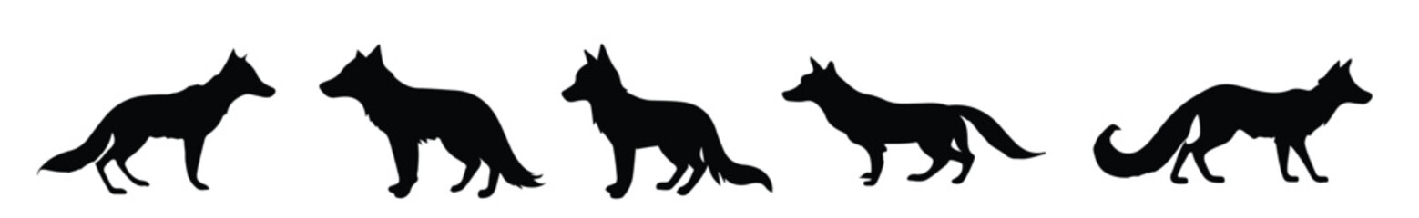 fox silhouette, on white background, isolated