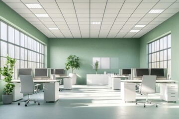 Fototapeta premium A modern open office space with several workstations in it