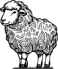 Vector hand drawn sheep illustration. Farm animal sketch in sketch style.